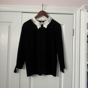 Karl Lagerfeld Black and White Lace Detail Top